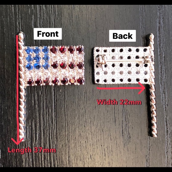 Lavina Jewelry Silvertone Red White And Blue Pave American Flag